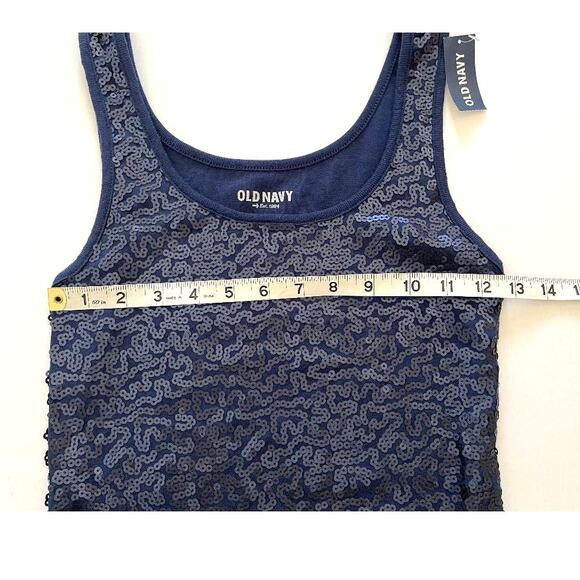 Old Navy Womens Scoop Neck Navy Sequin‎ Tank Top Size Small - Picture 4 of 5